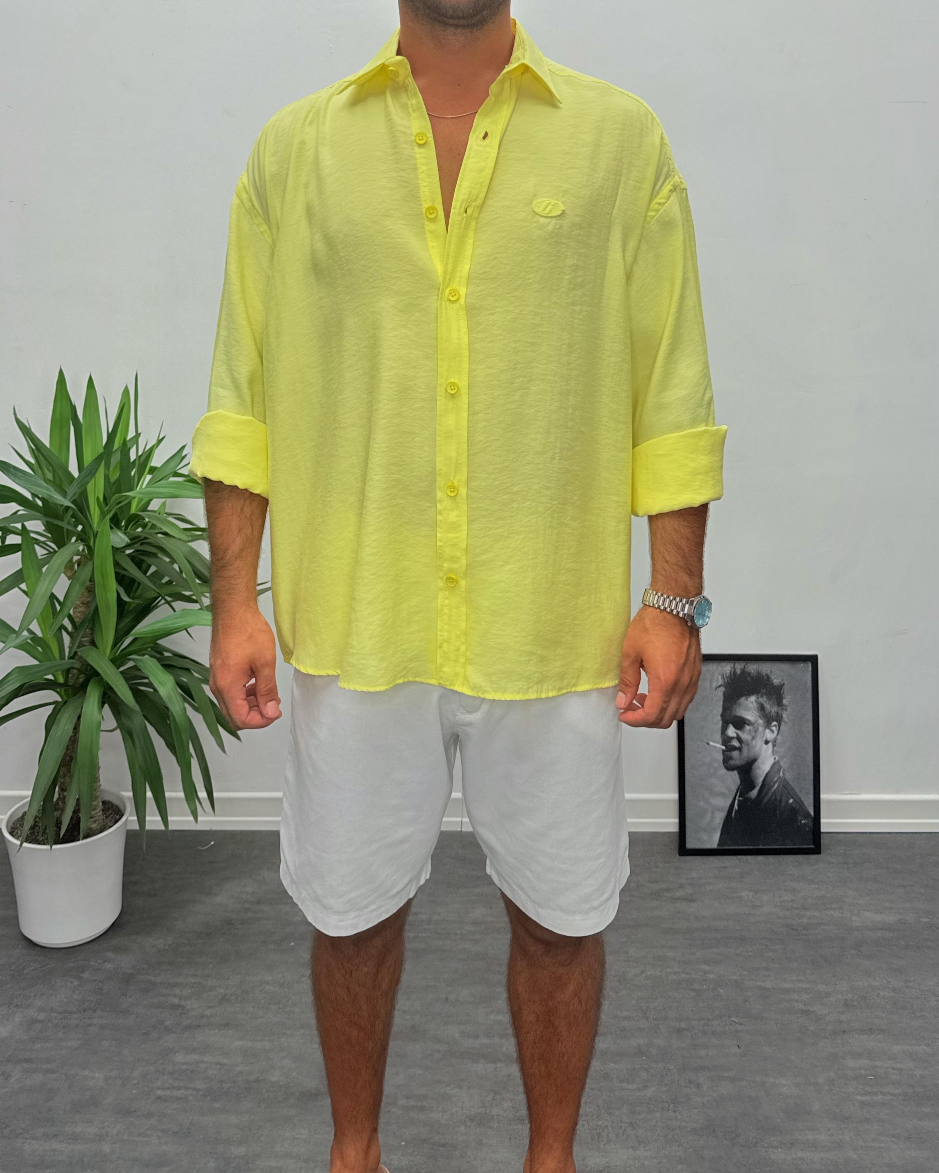 Sarı Modal Kumaş Gömlek