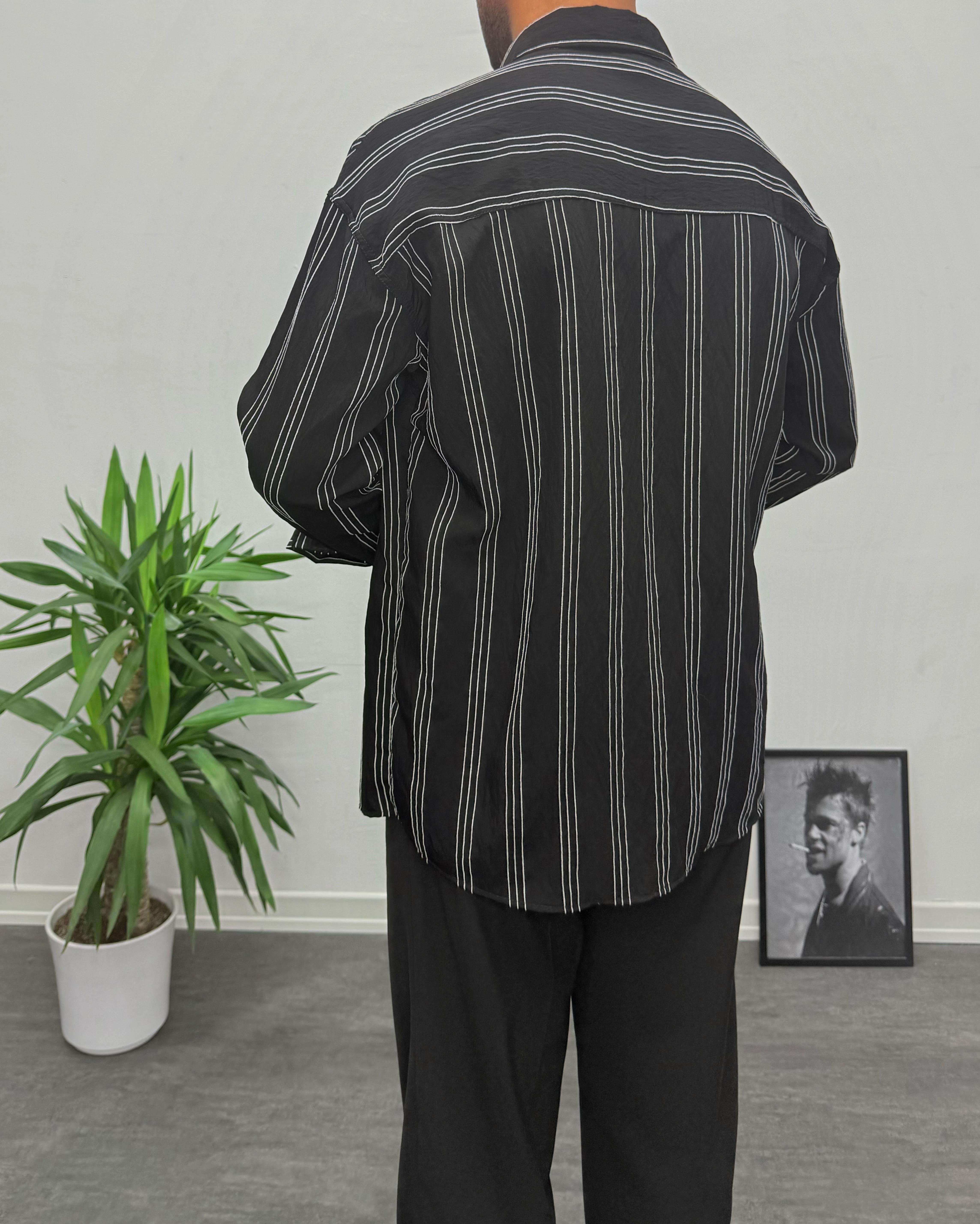siyah Modal Kumaş Oversize Gömlek