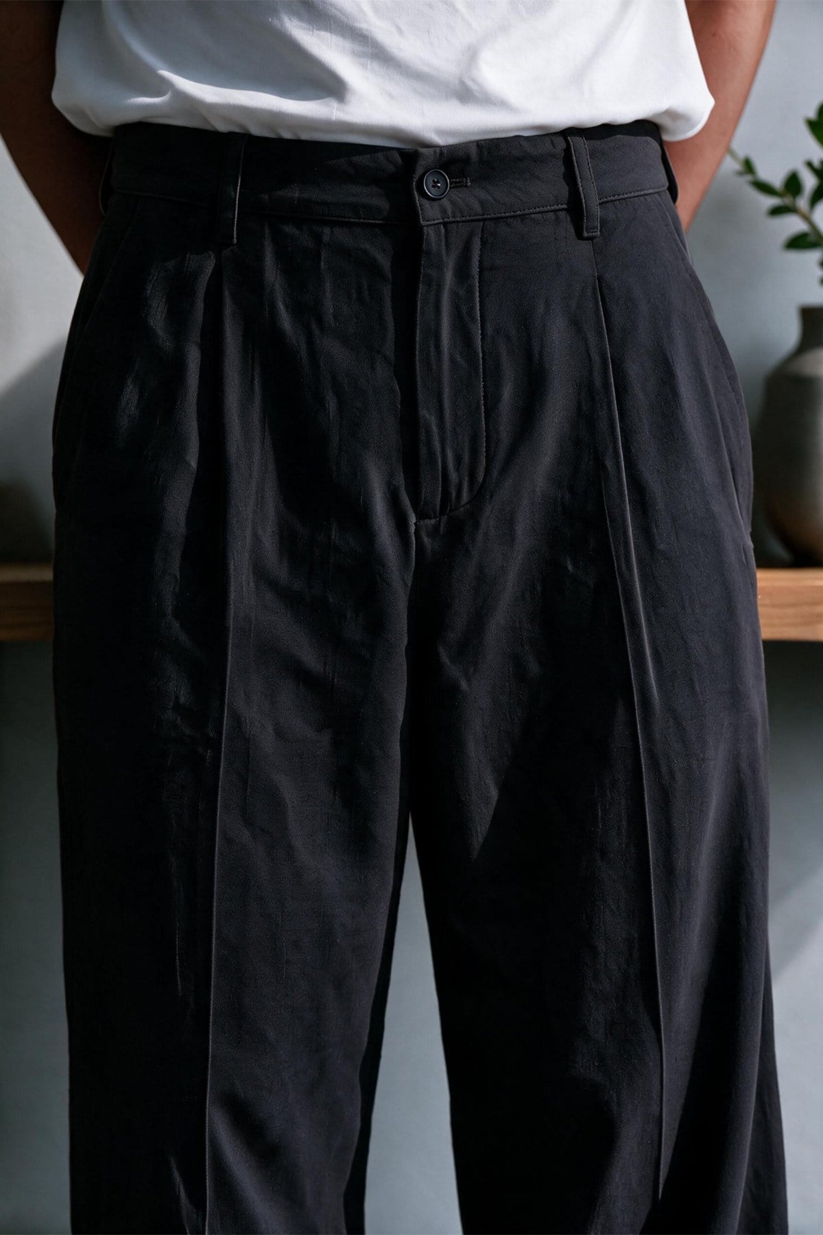 Vento Erkek Premium Tek Pile Detaylı Keten Baggy Pantolon