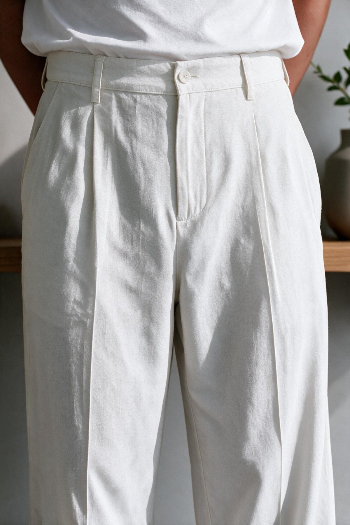 Vento Erkek Premium Tek Pile Detaylı Keten Baggy Pantolon