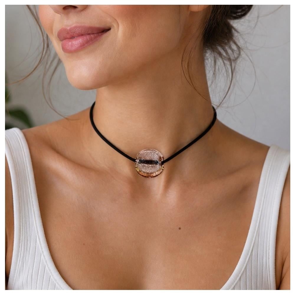 Afgan Cam Boncuk Süet Kadın Choker
