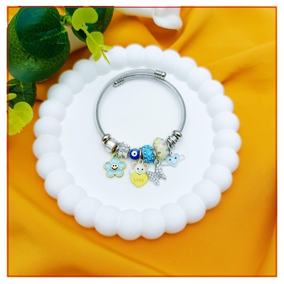 Charm Nazar Boncuklu Çelik Kadın Bileklik