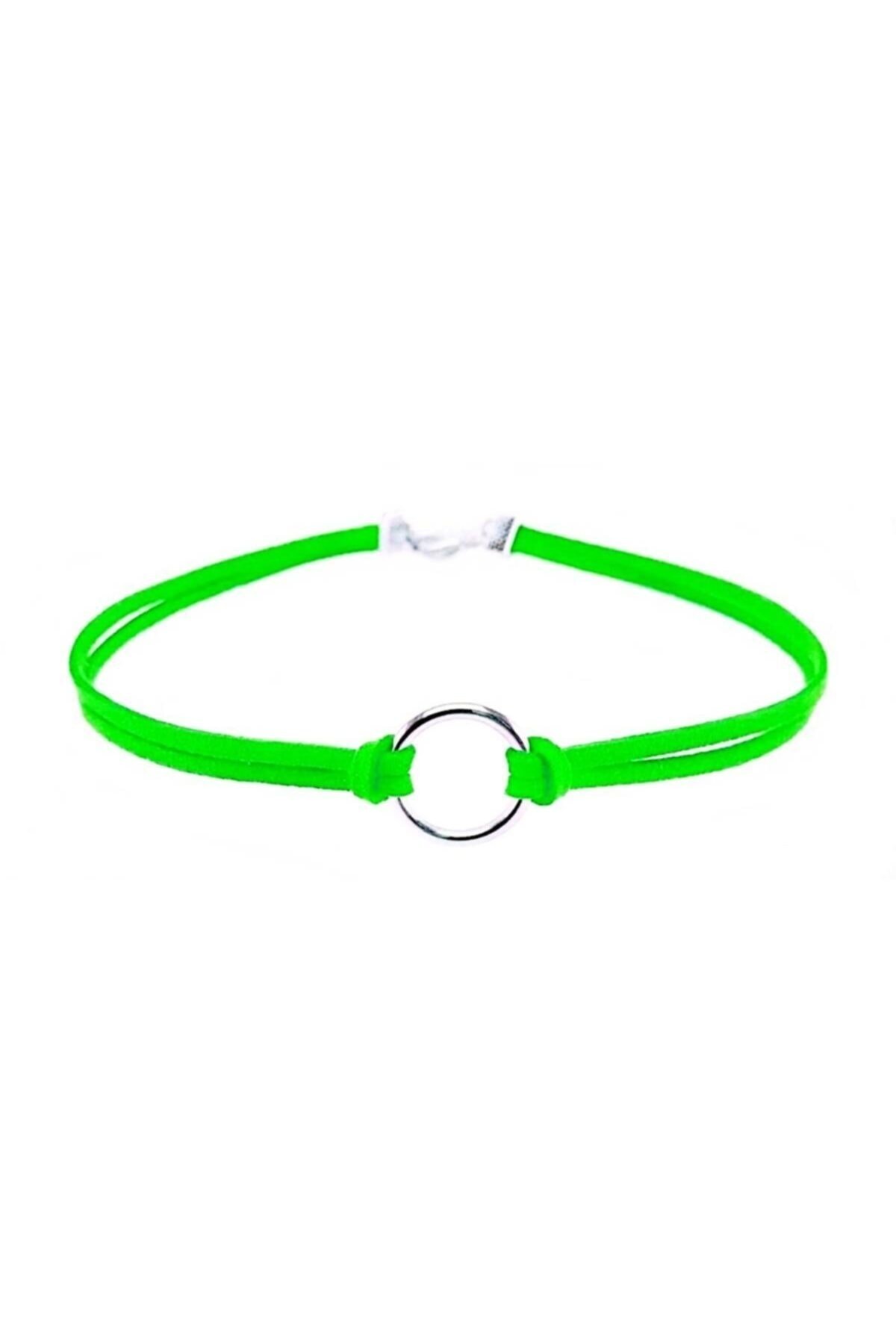 Fıstık Yeşili Kadın Süet Round Choker