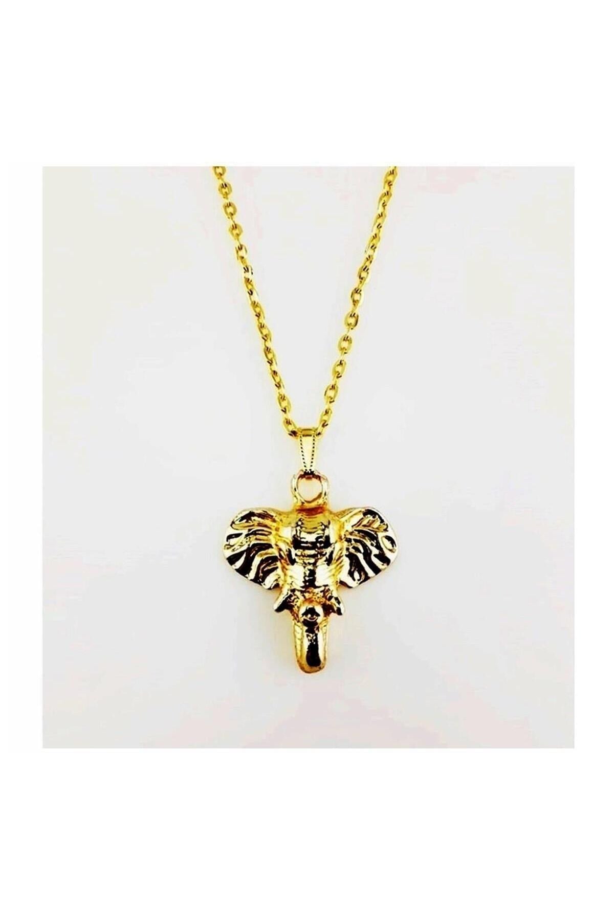 Gold Renk Fil - Şans -Uğur - Kolye