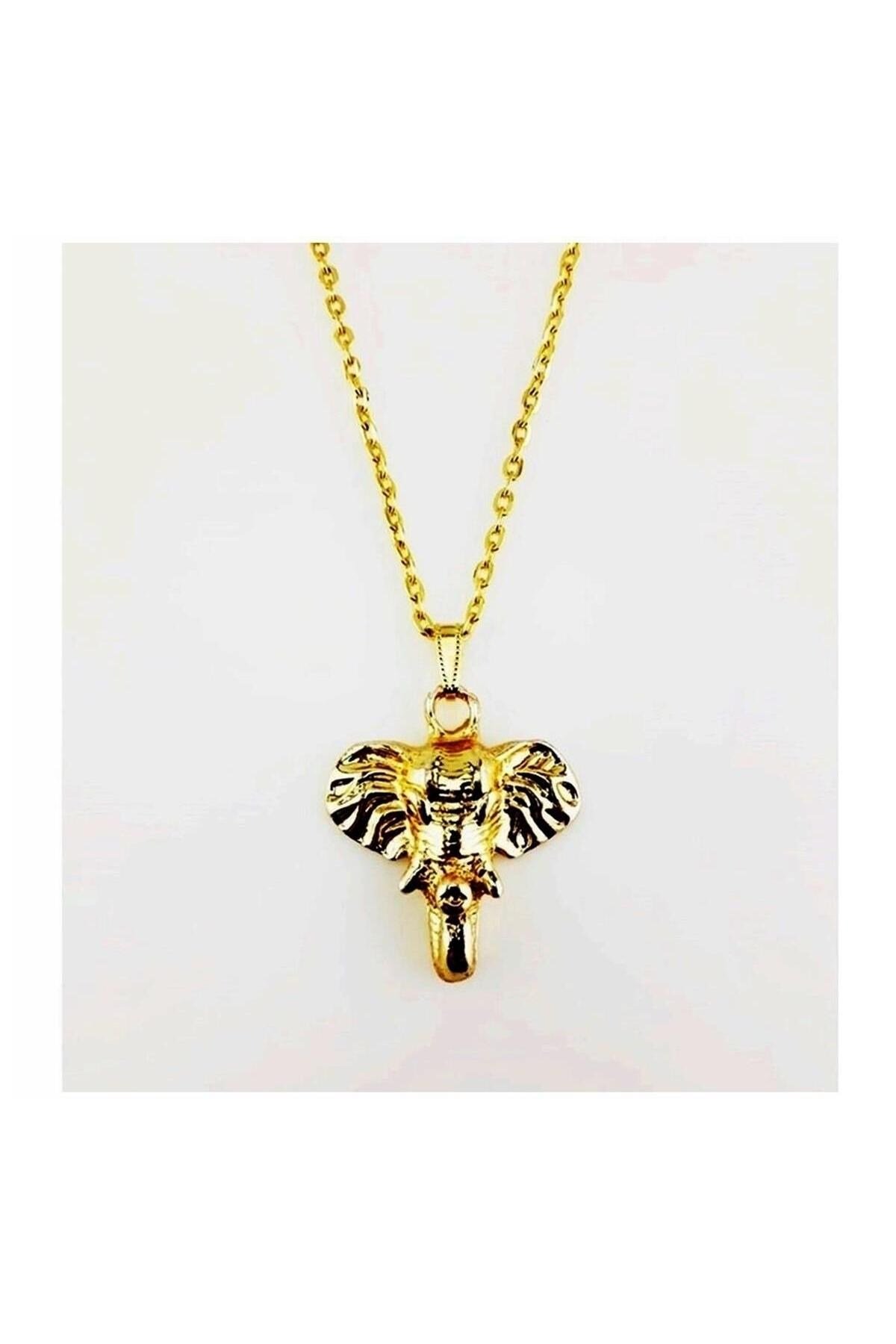 Gold Renk Fil - Şans -Uğur - Kolye