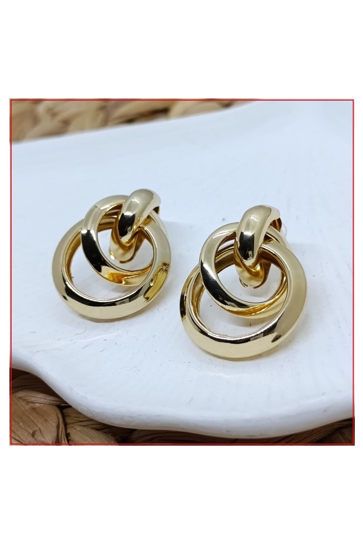 Gold Renk Kadın Çelik Küpe