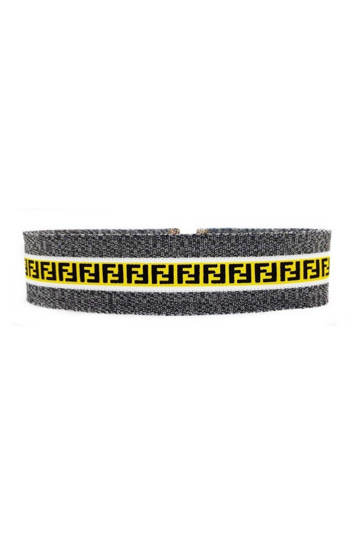 Gri & Sarı Renk Özel Dokuma Kadın Choker Kolye