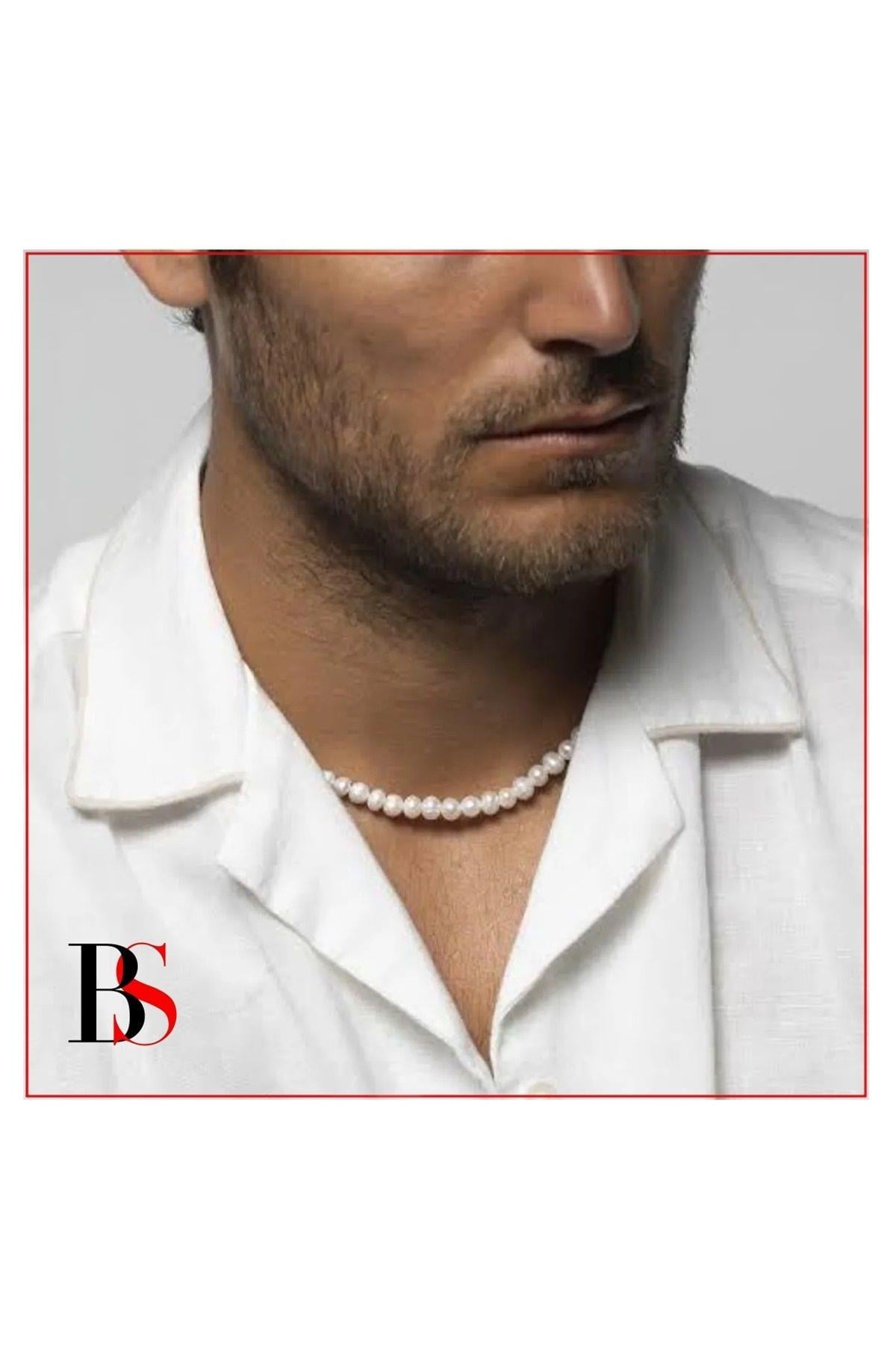 İnci Erkek Choker Kolye