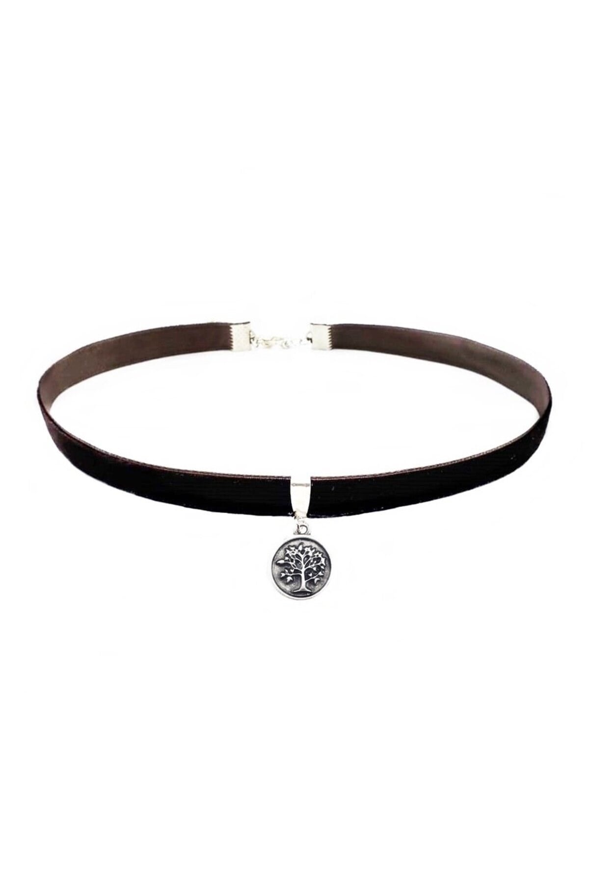 Kahverengi Kadife Galaksi Kolye Ucu Kadın Choker Kolye