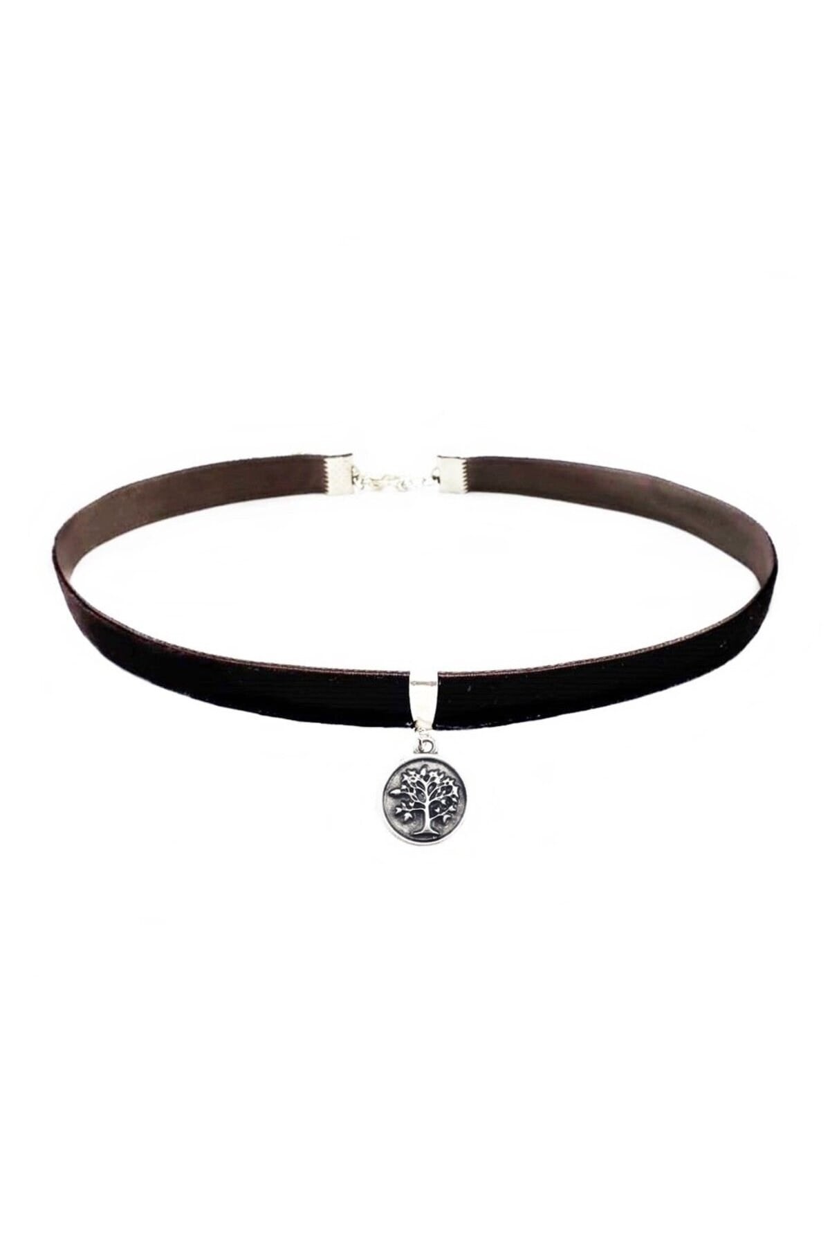 Kahverengi Kadife Galaksi Kolye Ucu Kadın Choker Kolye
