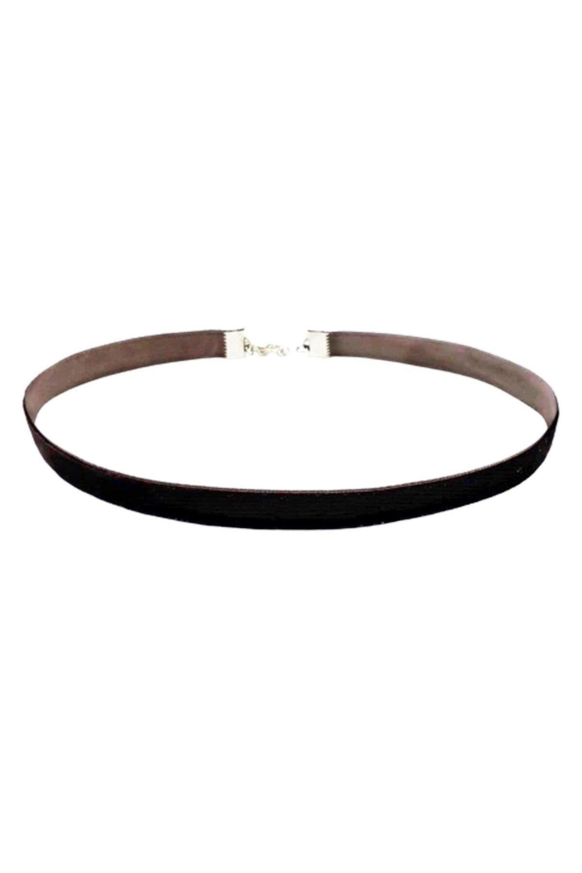 Kahverengi Kadife Kadın Choker Kolye