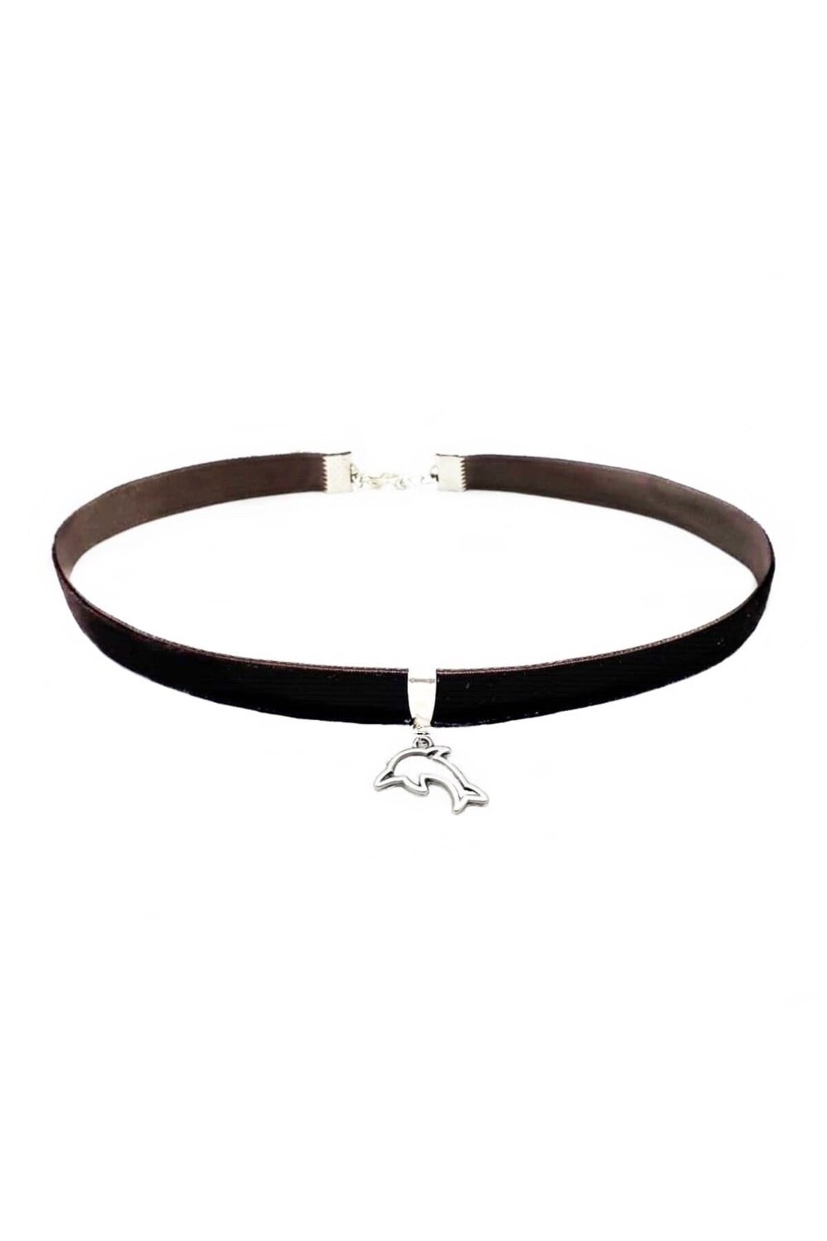 Kahverengi Kadife Kadın Yunus Balığı Choker