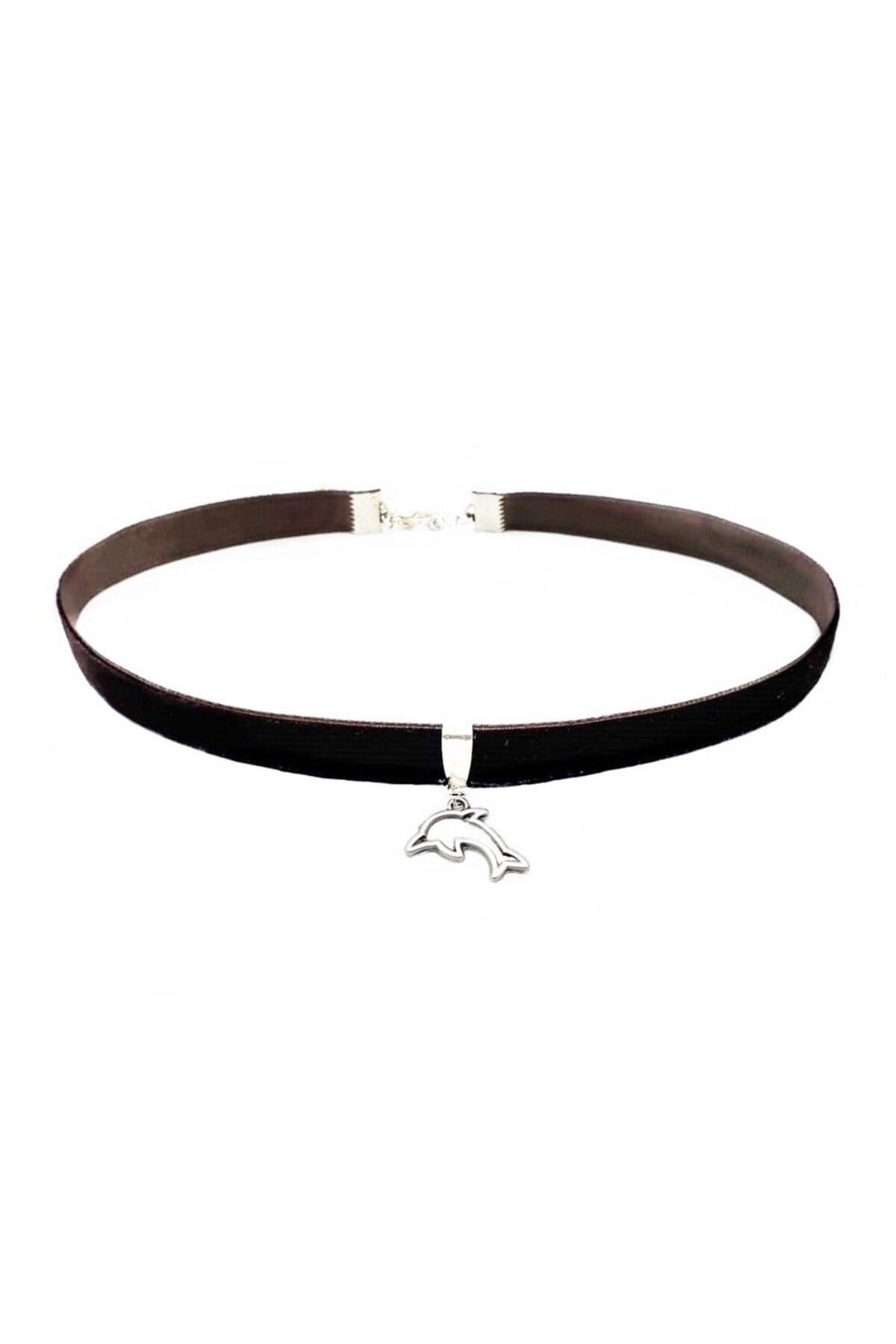 Kahverengi Kadife Kadın Yunus Balığı Choker