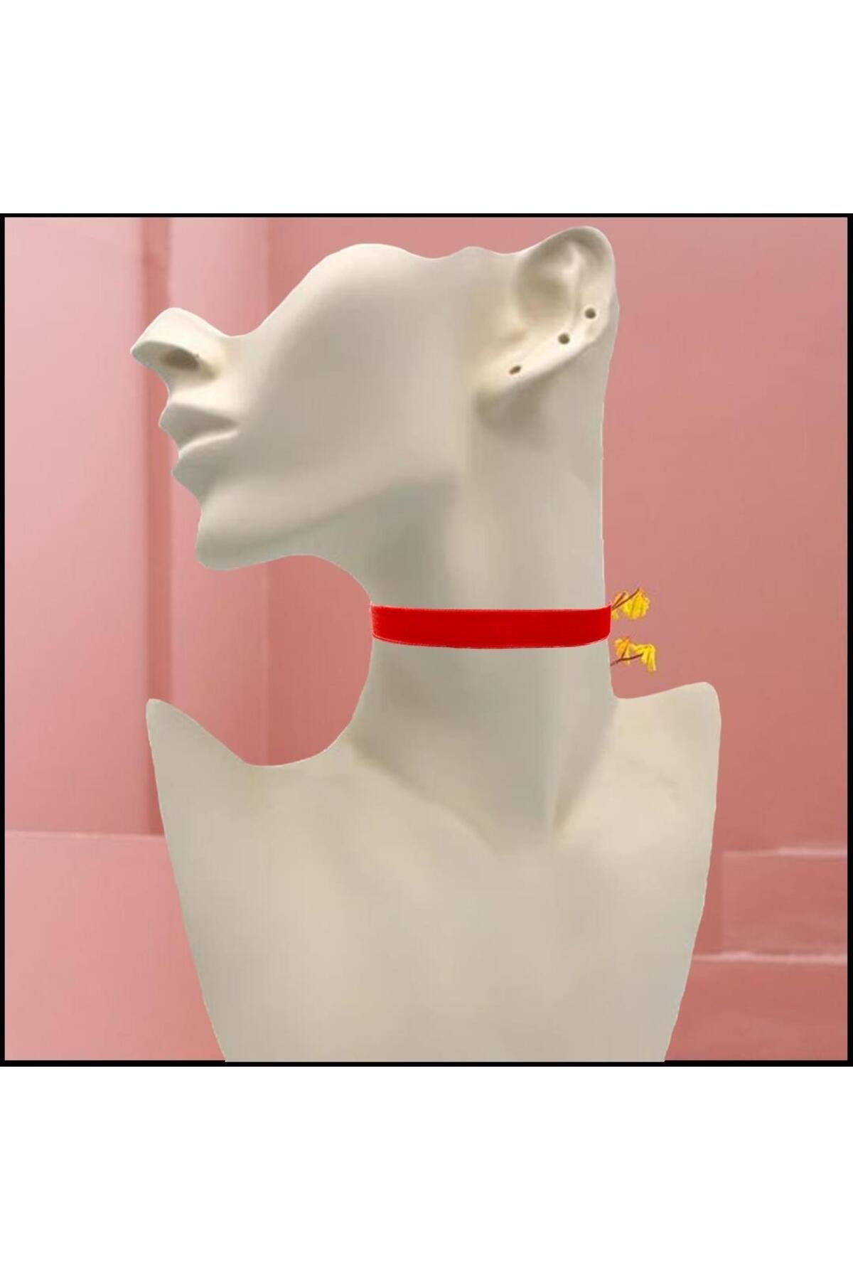 Kırmızı Renk Kadın Kadife Choker Kolye