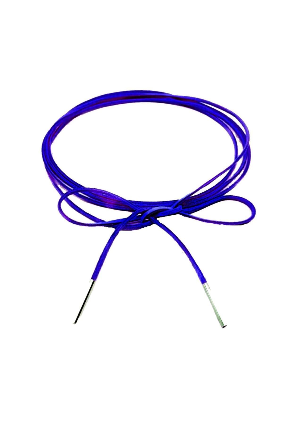 Lacivert Renk Süet Kadın Bağcıklı Choker Kolye