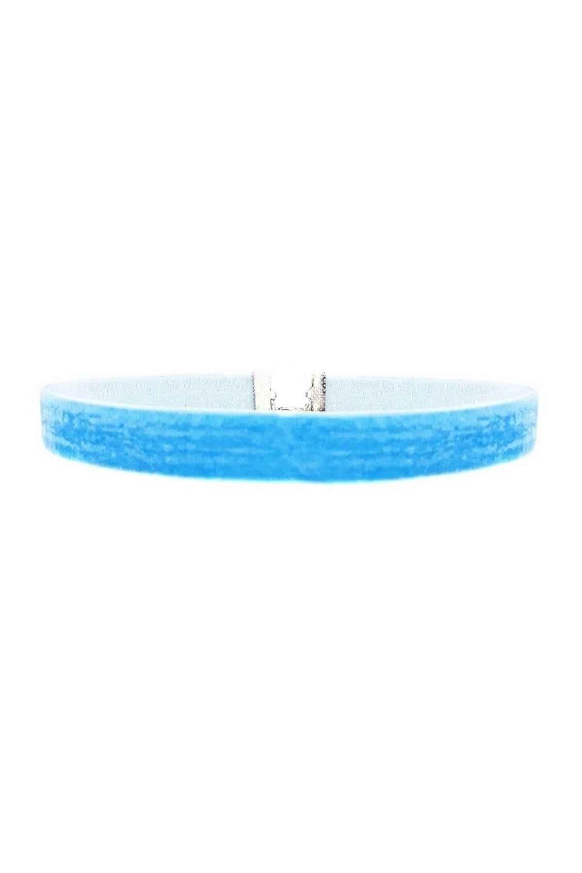 Mavi Renk Kadın Kadife Choker Kolye