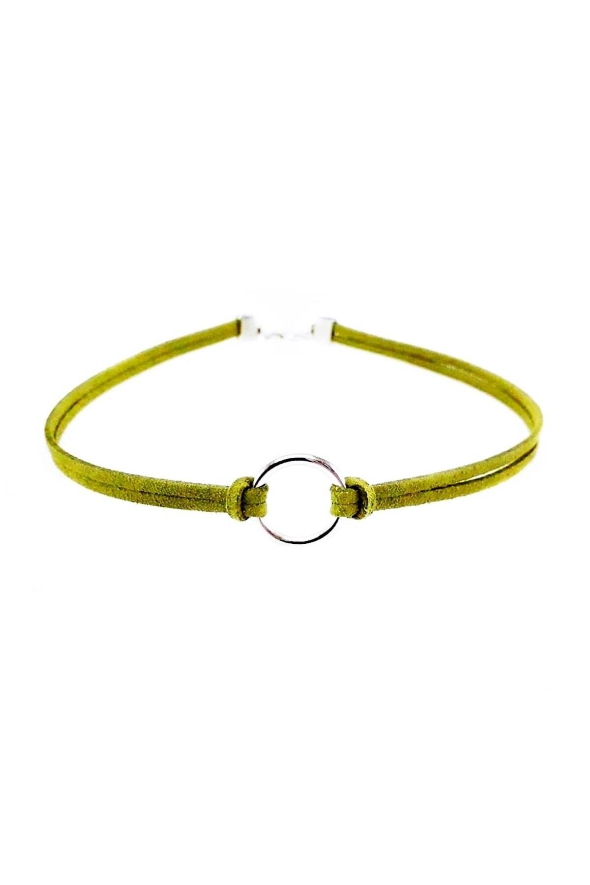Nefti Yeşil Kadın Süet Round Choker