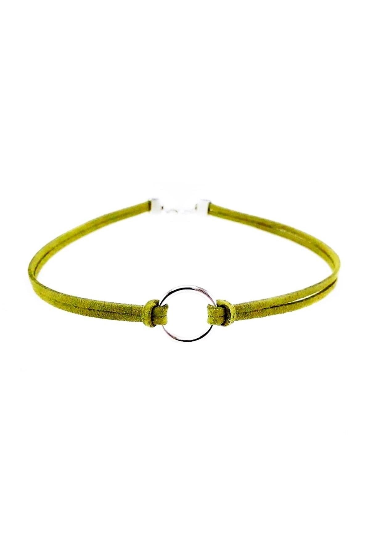Nefti Yeşil Kadın Süet Round Choker