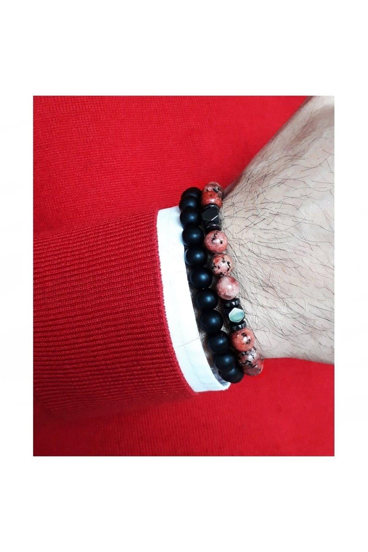 Oniks - Jade - Hematit Doğal Taş Erkek Bileklik