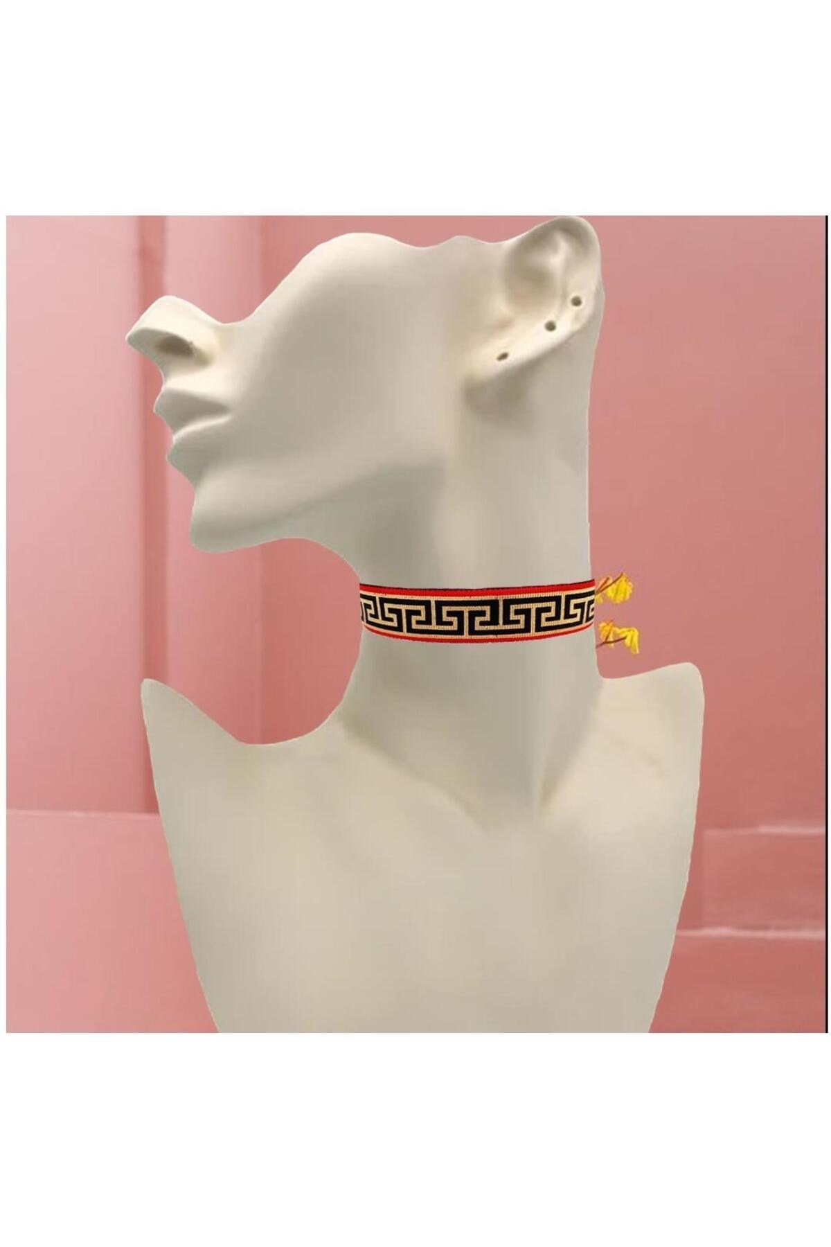 Özel Dokuma Saten & Keten Karışımı Kadın Choker Tasma Kolye