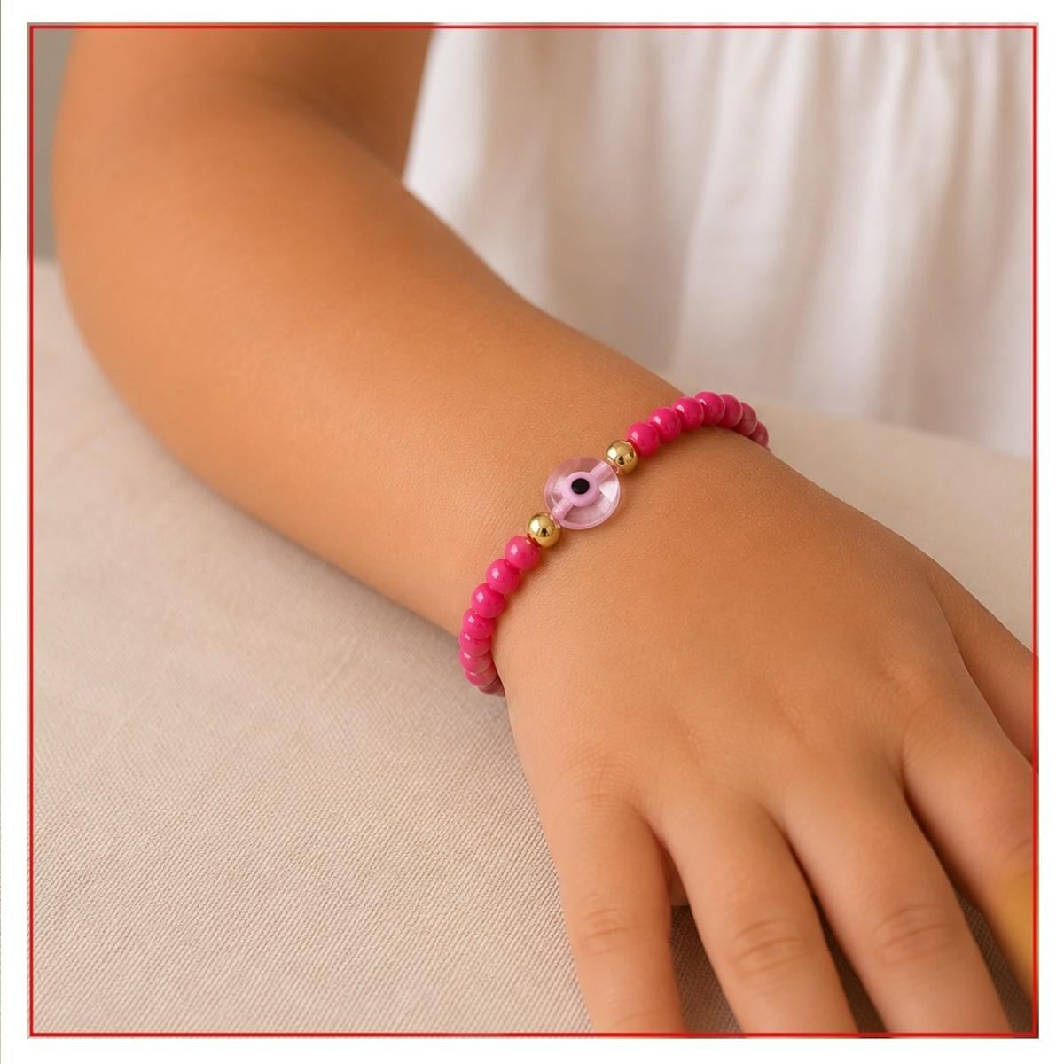 Pembe renk Boncuk - Nazar Boncuğu Çocuk Bileklik