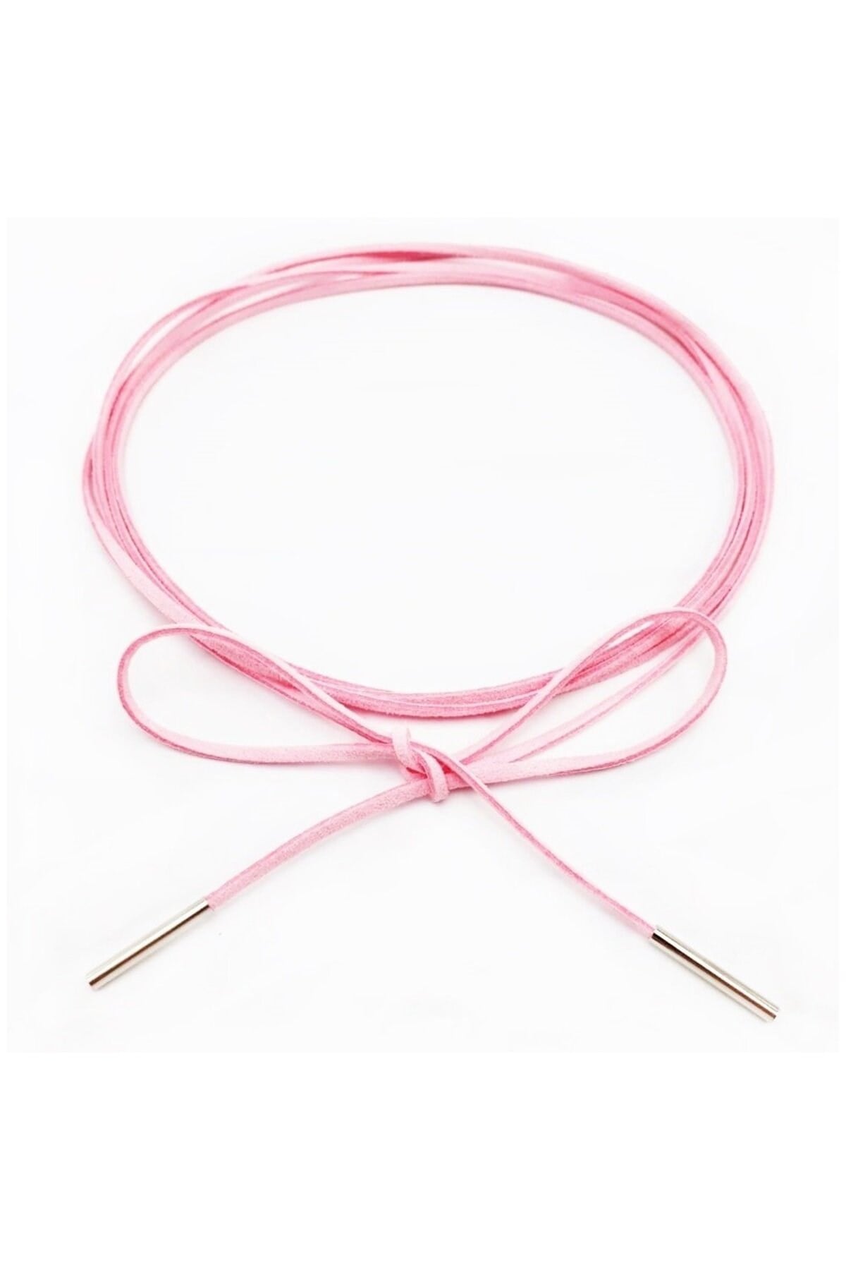 Pembe Renk Kadın Süet Bağcıklı Choker Kolye