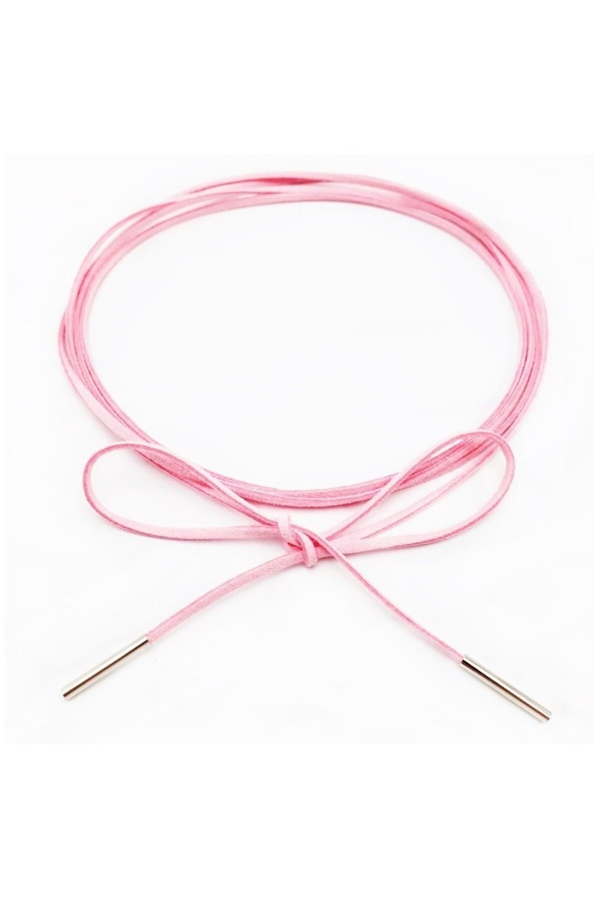 Pembe Renk Kadın Süet Bağcıklı Choker Kolye