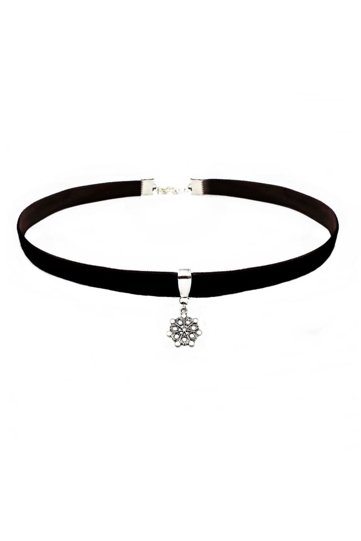 Siyah Kadife Kar Tanesi Kadın Choker Tasma Kolye