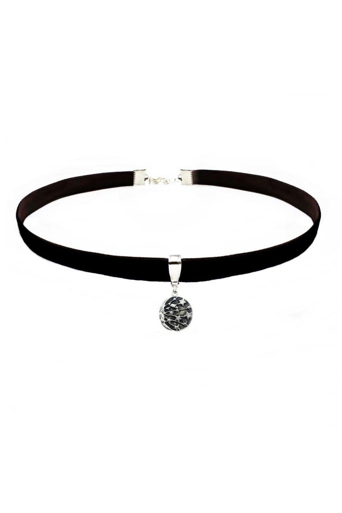 Siyah Renk Kadife Kadın Galaksi Choker Kolye