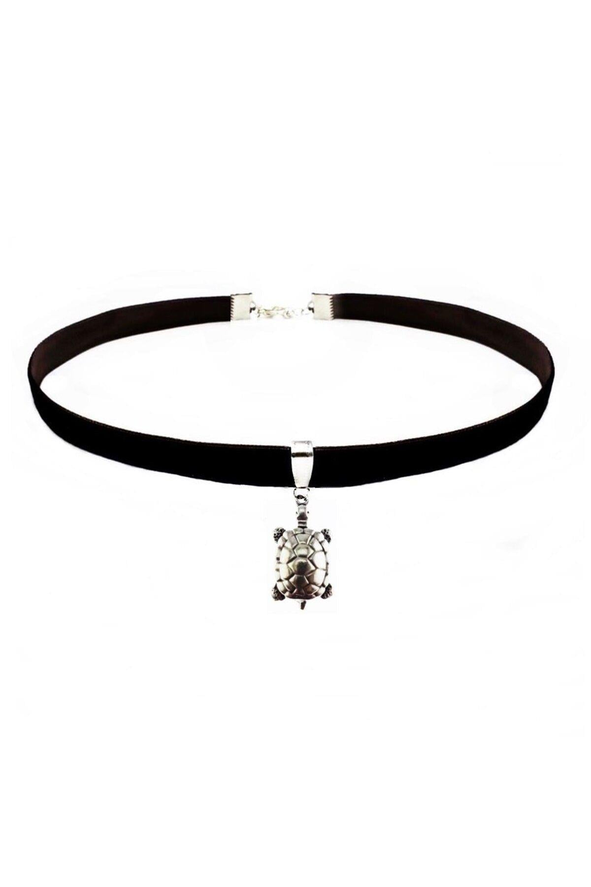 Siyah Renk Kadife Kaplumbağa Choker