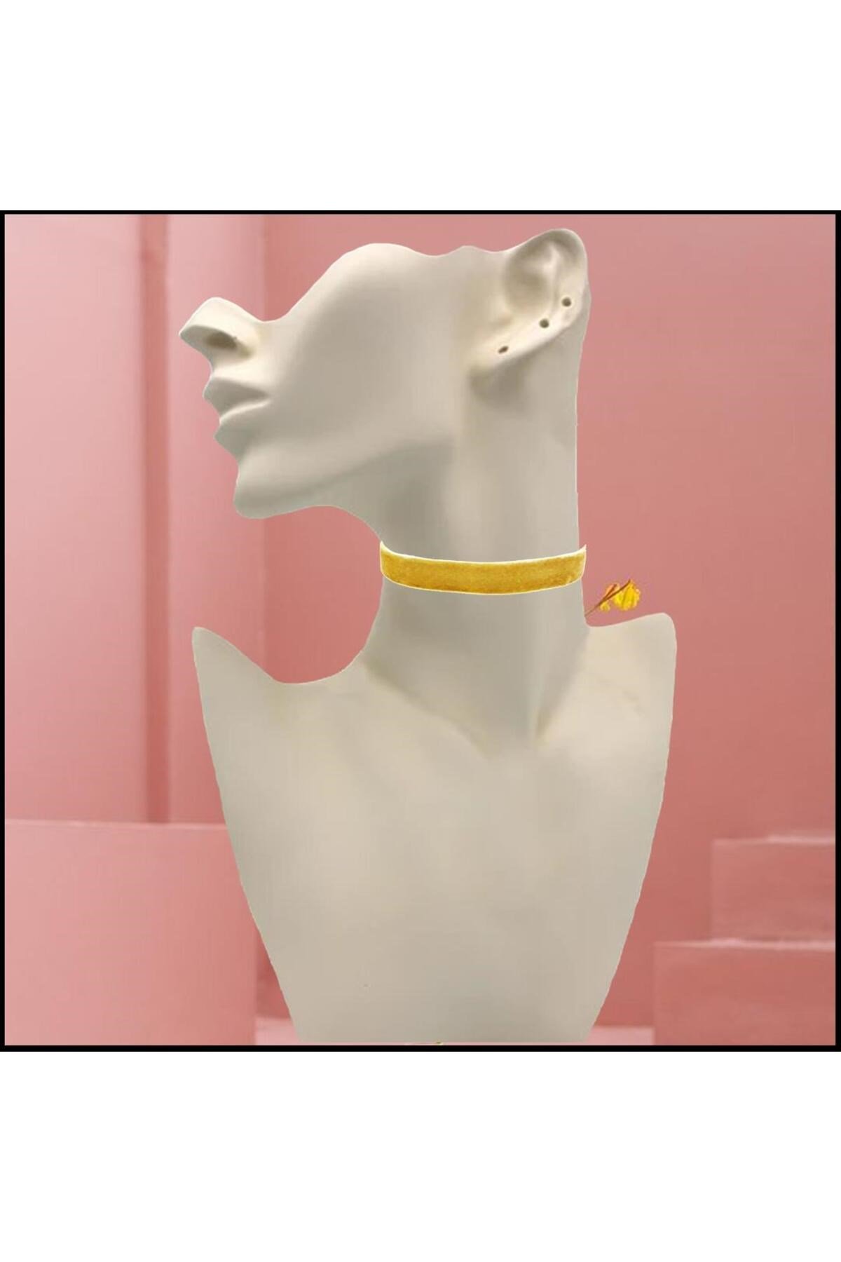Somon Rengi Kadın Kadife Choker Kolye