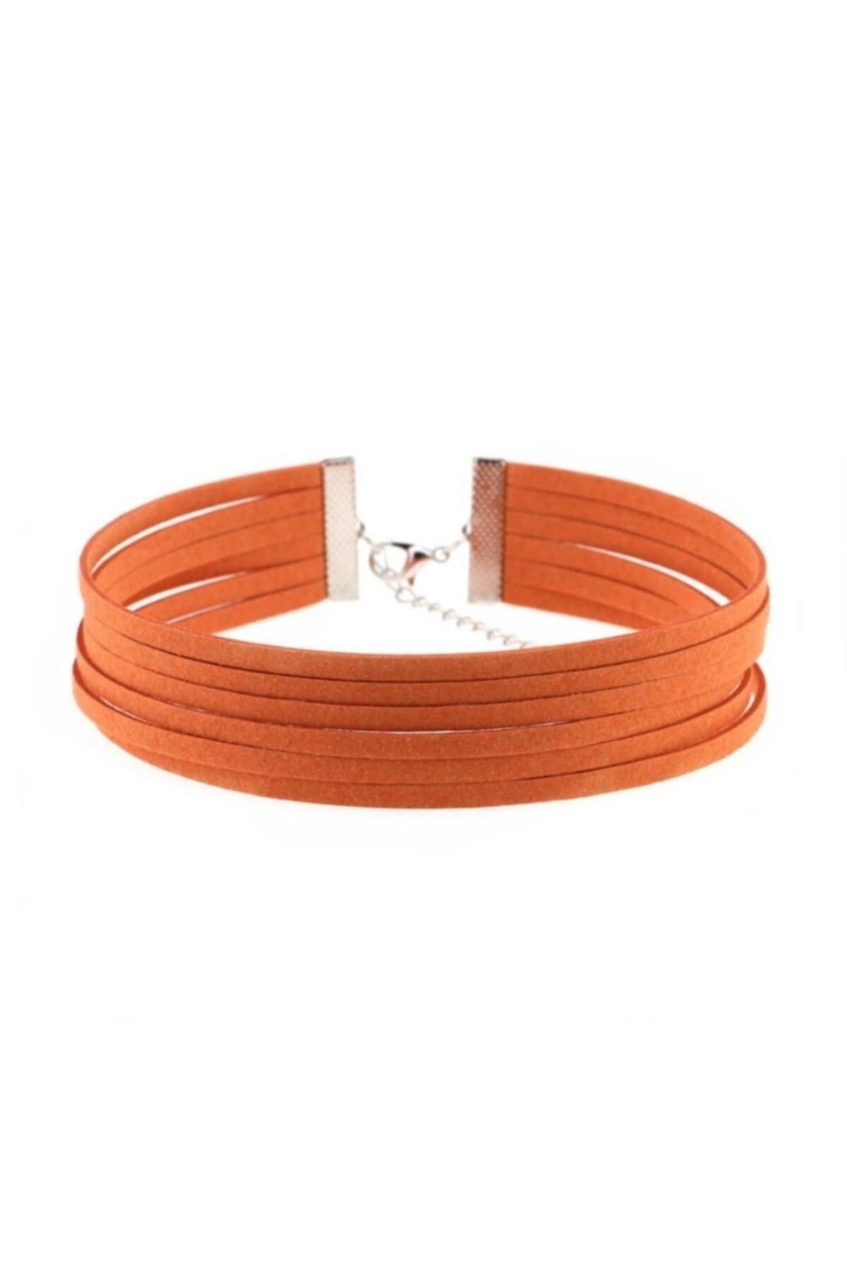 Turuncu Renk Kadın Süet Choker