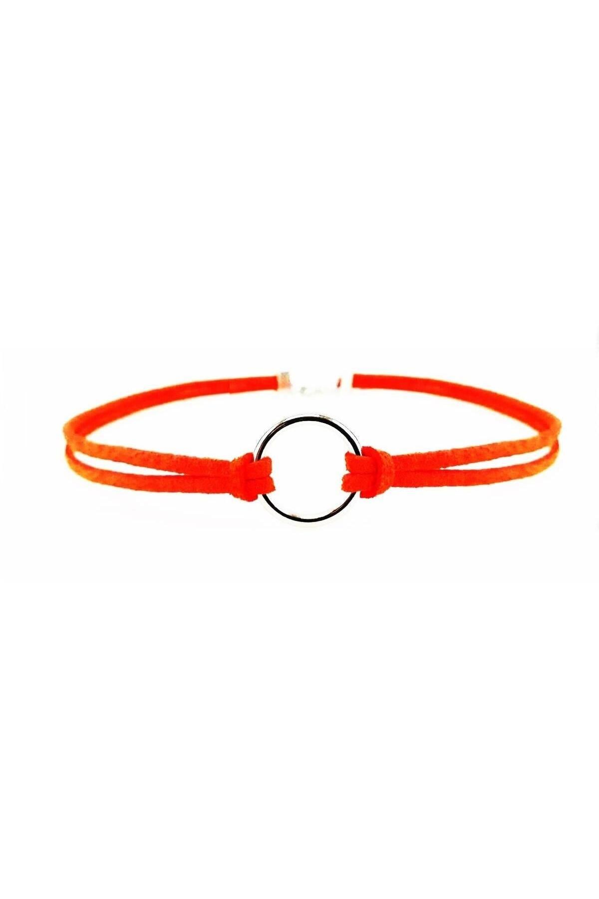 Turuncu Süet Halka Kadın Choker Kolye