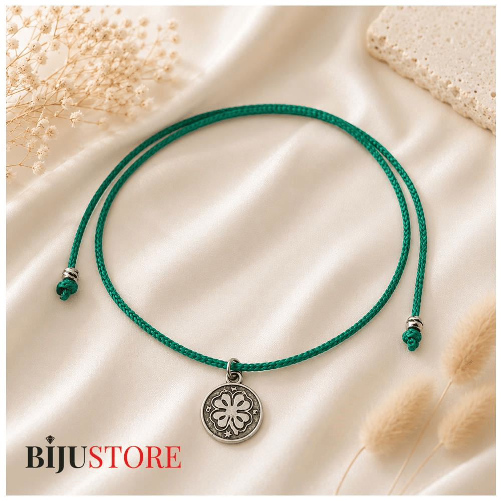 Yeşil Makrome İp - Yonca Şans Kadın Choker