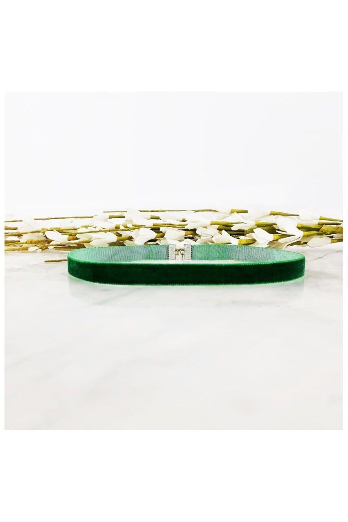 Yeşil Renk Kadife Choker Kadın Kolye