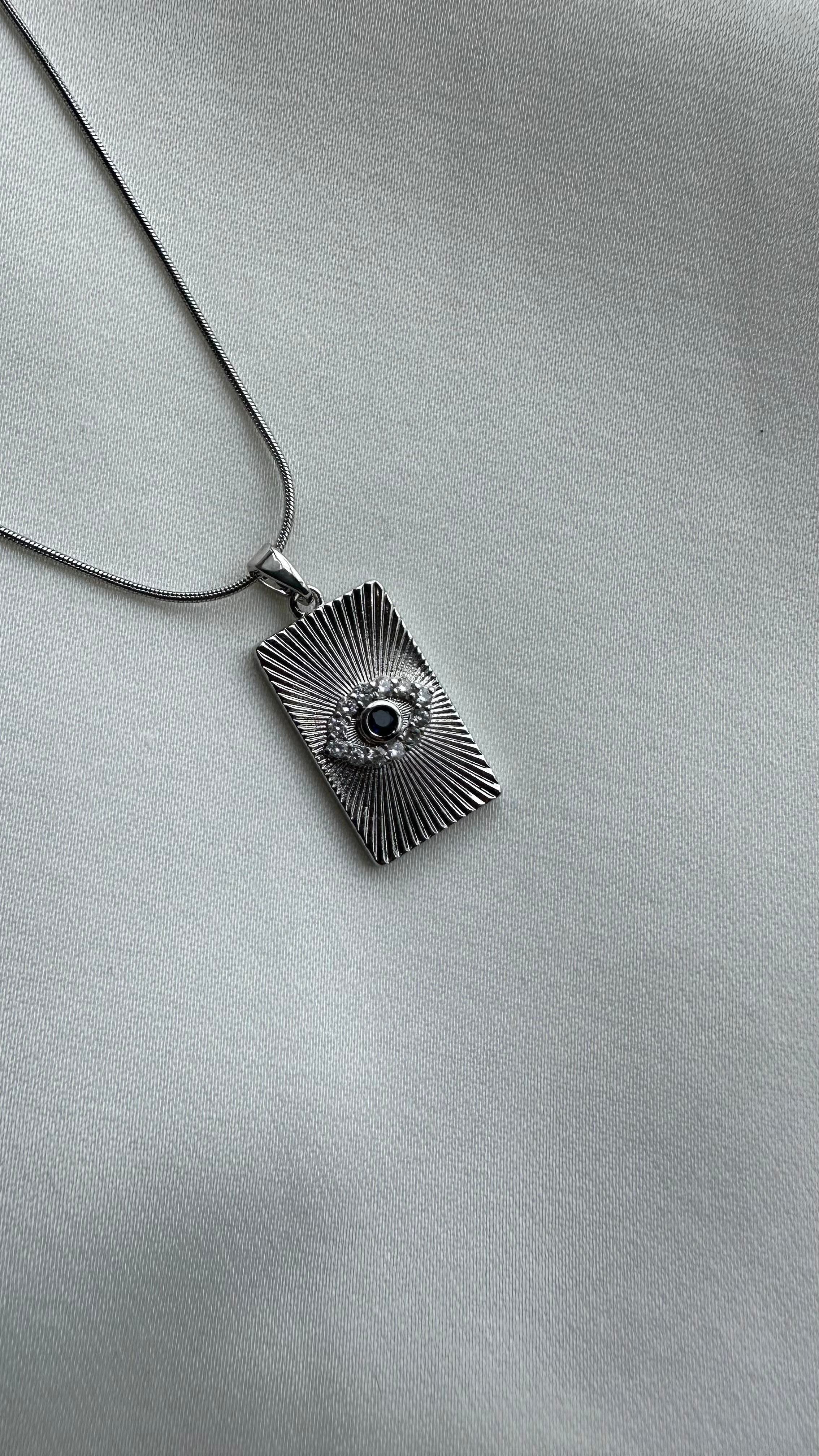 TAŞLI PLAKA KOLYE - SILVER