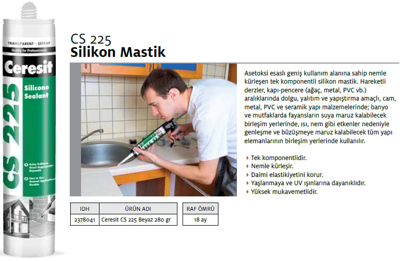 Ceresit Cs 225 Silikon Beyaz 280G