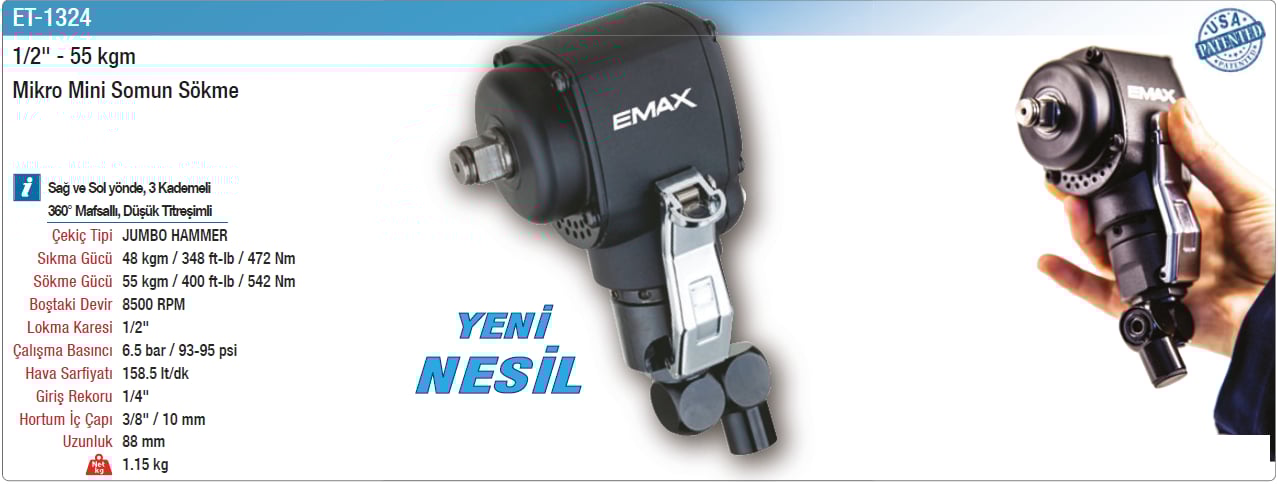 Emax 1/2 55Kgm Mikro Mini Somun Sökme