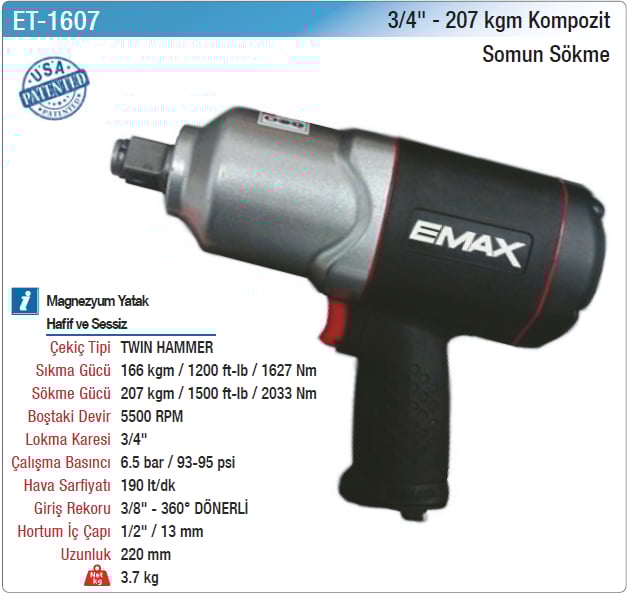 Emax 3/4 207Kgm Kompozit Somun Sökme