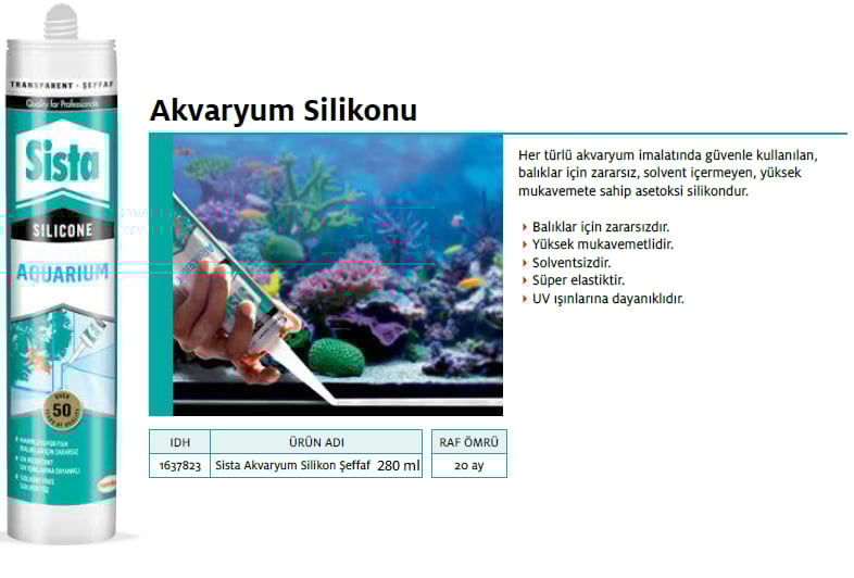 Sista Akvaryum Silikon Şeffaf 280Ml