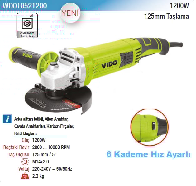 Vıdo 1200W 125Mm Taşlama