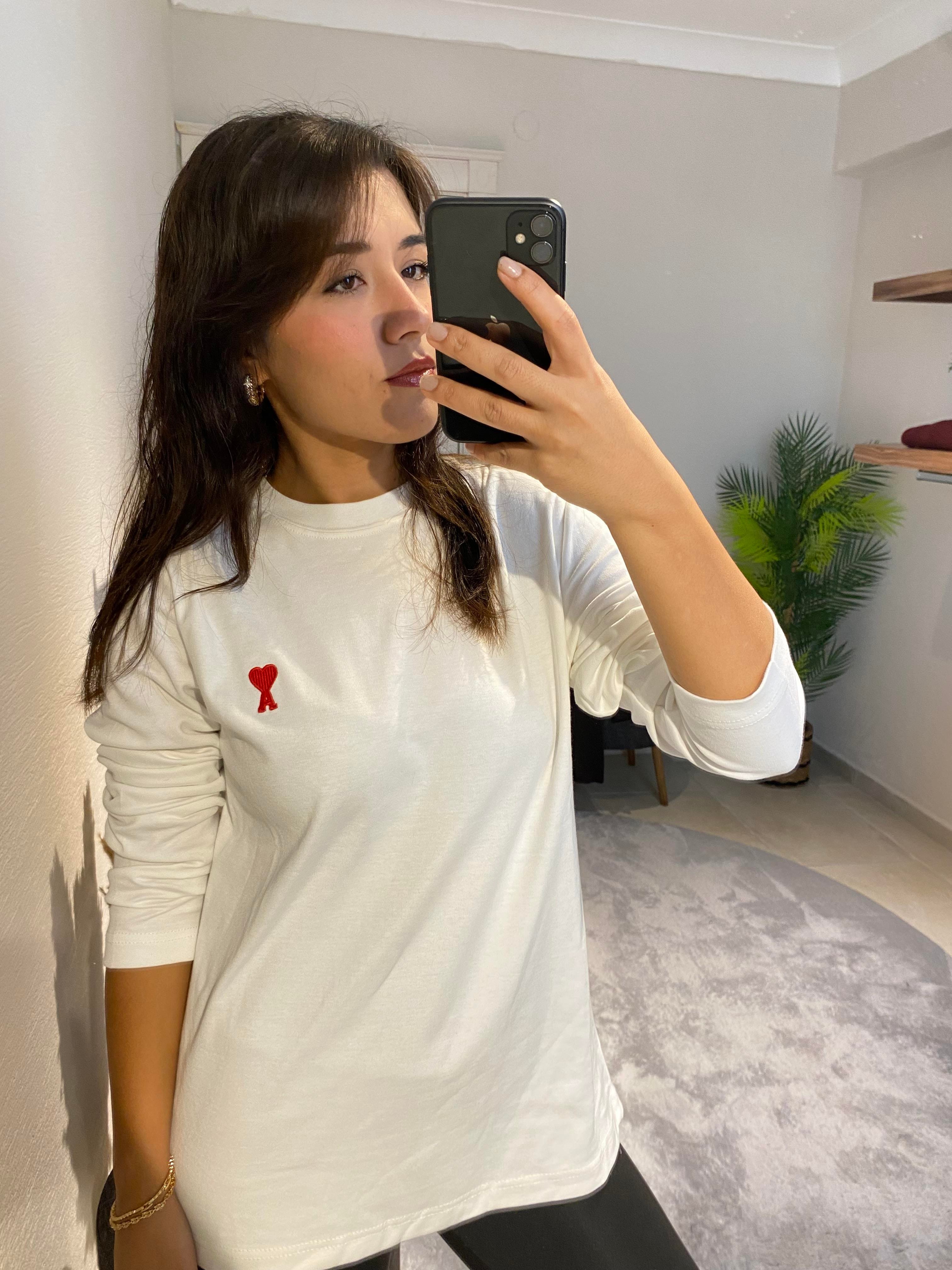 Beyaz Baskılı Basic Bluz