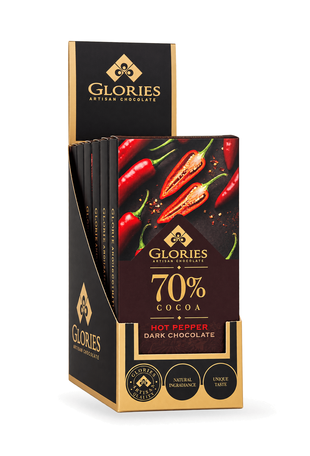 Acı Biberli %70 Bitter Çikolata 100 g – 10'lu Display
