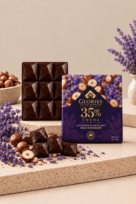 Lavantalı Aromalı ve Fındıklı Sütlü Çikolata 60 g