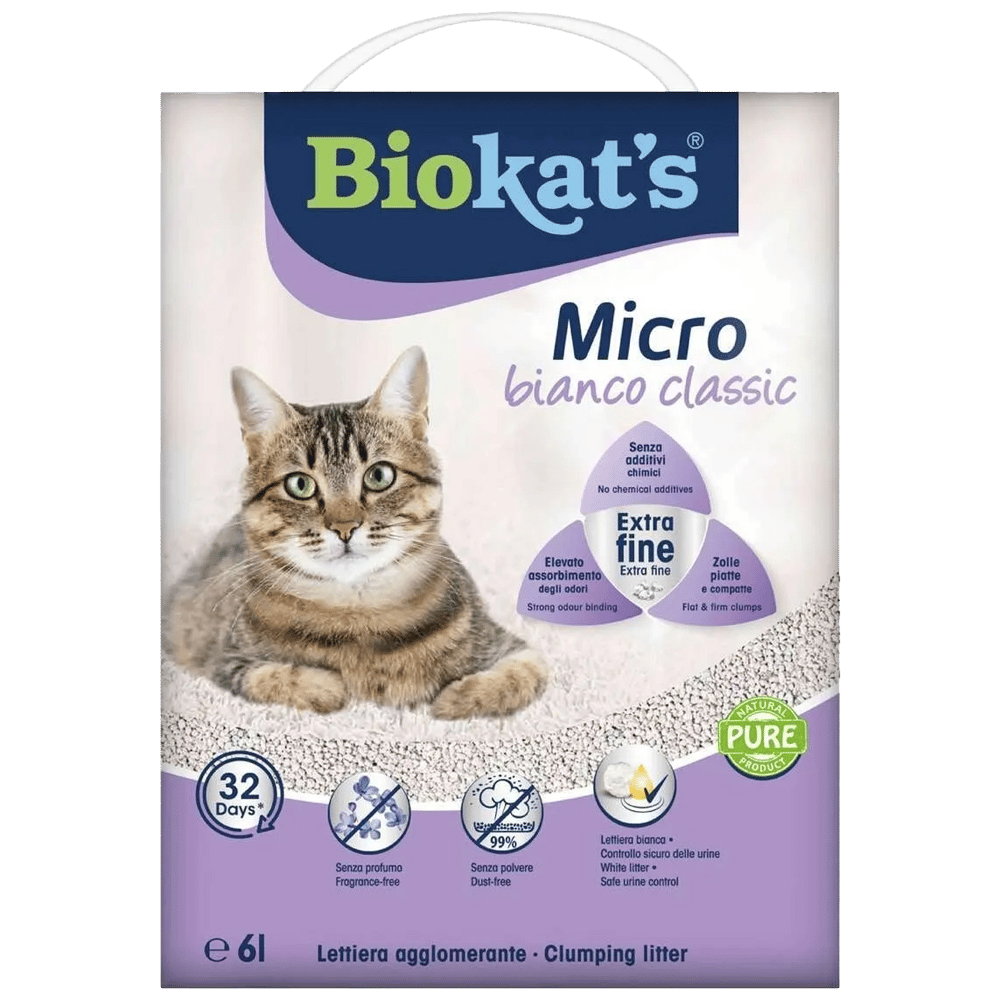 Biokats Micro Bianco Classic Kokusuz Topaklanan Doğal Kedi Kumu 6lt