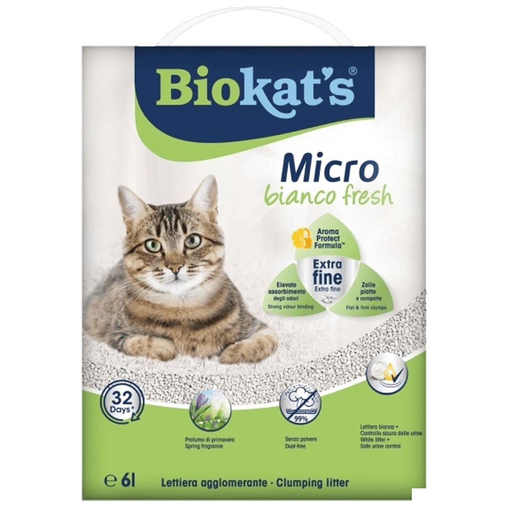 Biokat's Micro Bianco Fresh Extra Topaklanan Bahar Kokulu Bentonit Kedi Kumu 6lt