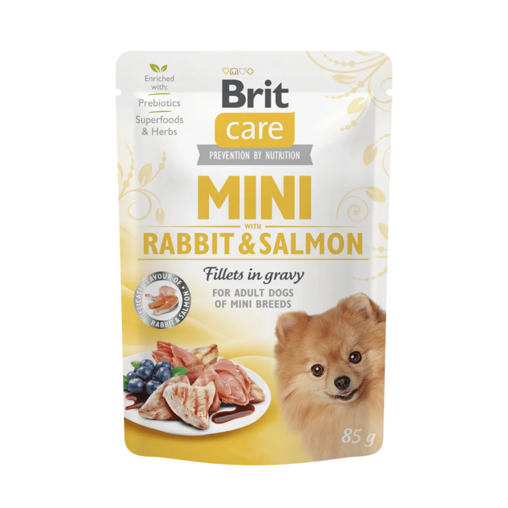Brit Care Mini Tavşan ve Somonlu Soslu Küçük Irk Yetişkin Köpek Yaş Maması 85gr