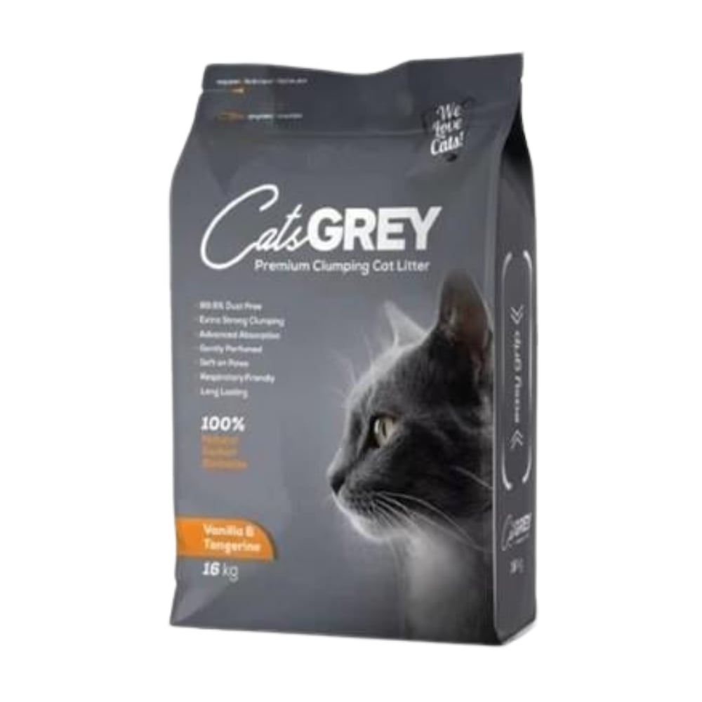 Cat's Grey Vanilya ve Mandalina Kokulu Tozsuz Topaklanan İnce Taneli Bentonit Kedi Kumu 16kg