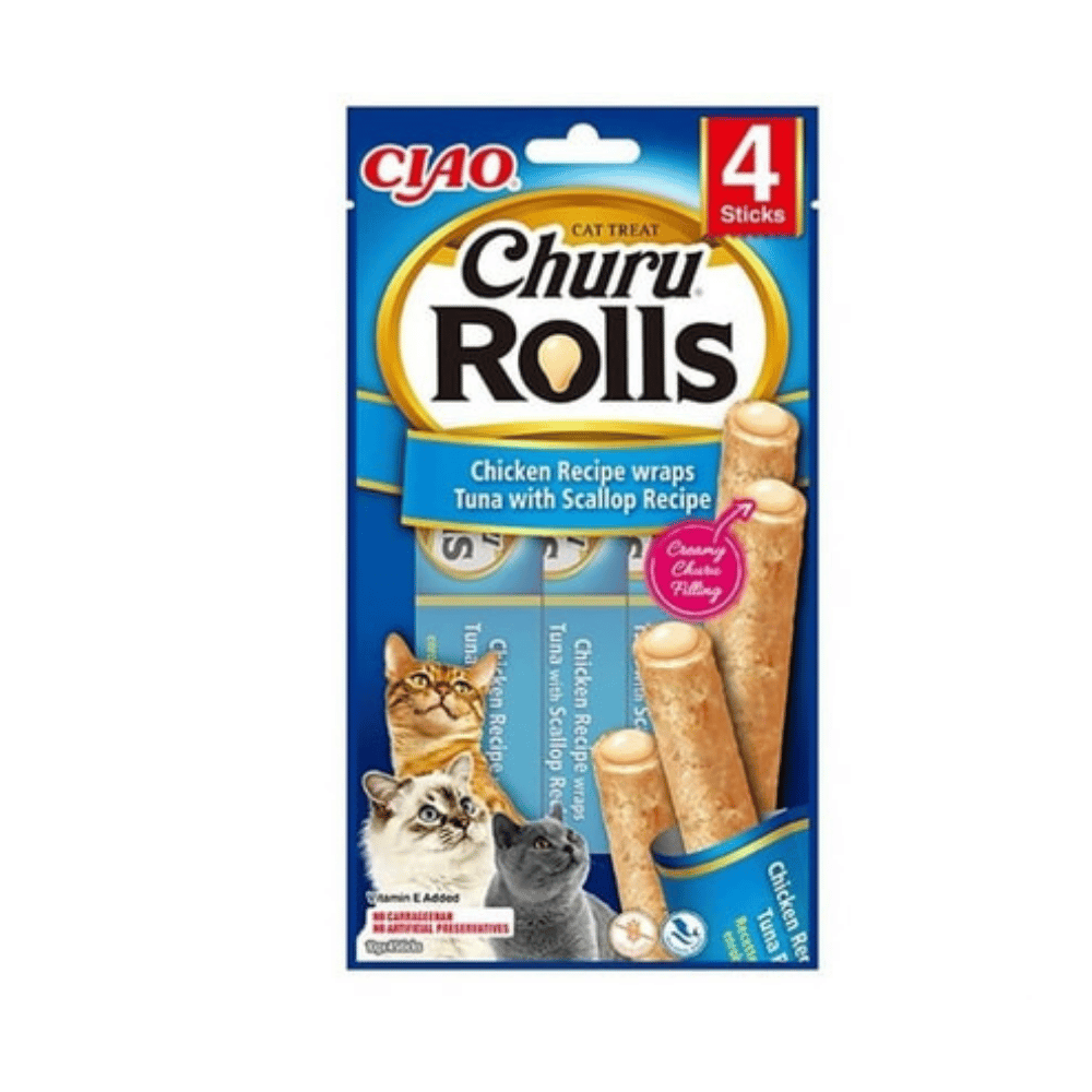 Ciao Sticks Deniz Taraklı, Tavuk Sargılı Kedi Ödülü 4 X 10 Gr