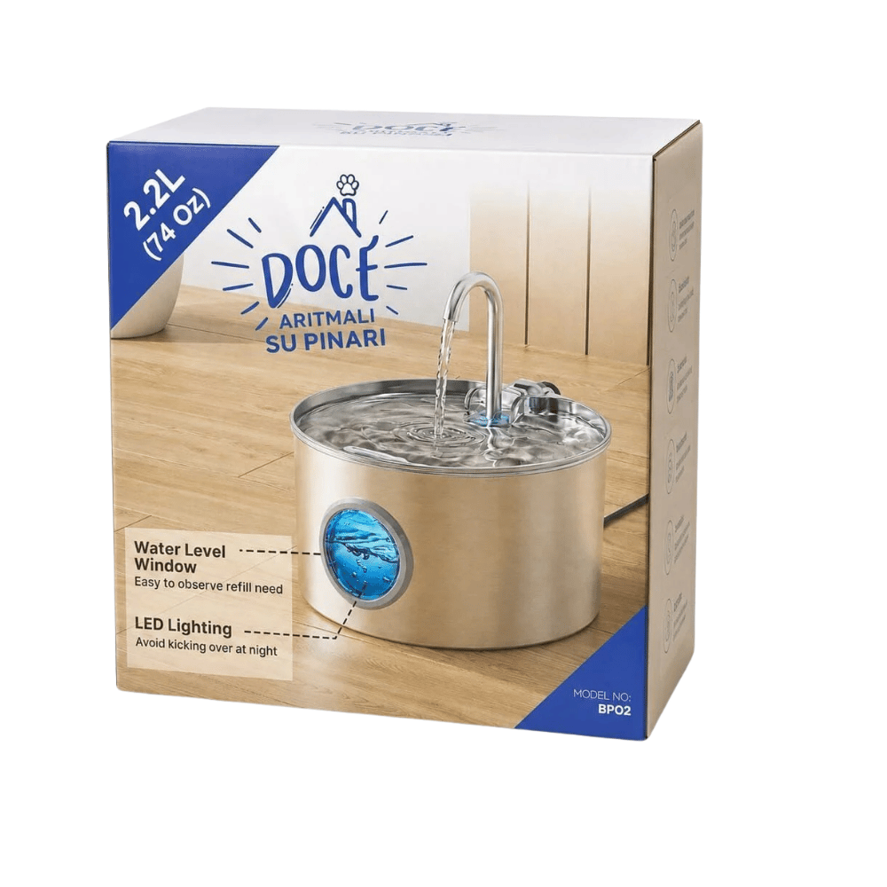 Doce Kedi Arıtmalı Su Pınarı Çelik 2,2L (74 Oz)